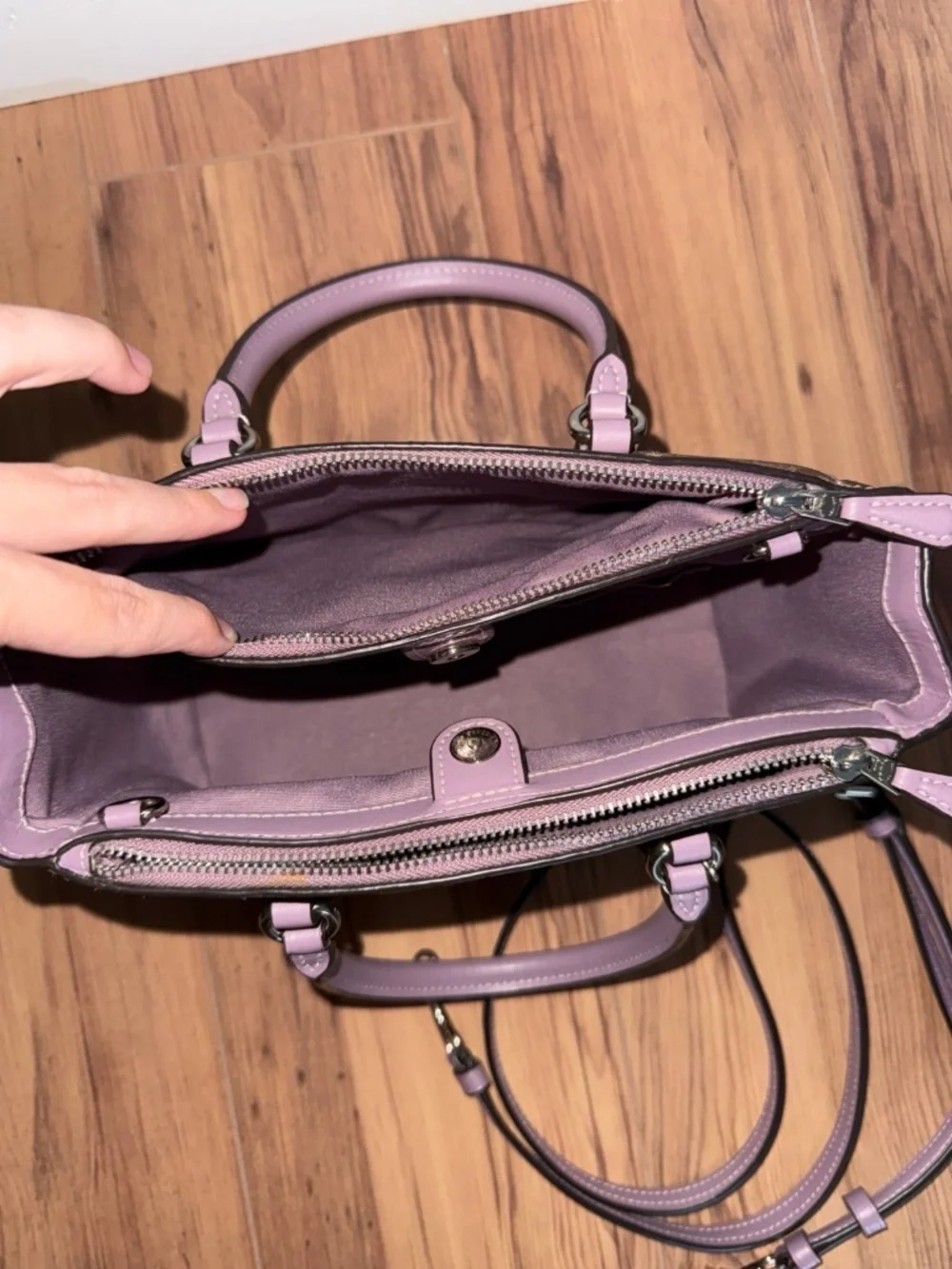 Coach mini Surrey carryall satchel in signature canvas monogram with lavender